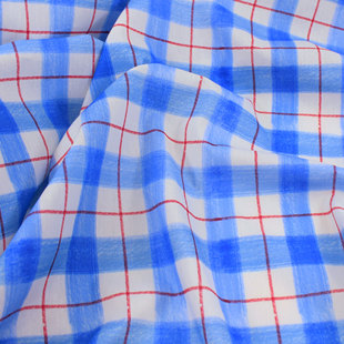 简约天蓝色仿扎染抽象格子纯棉 衬衫服装长裙裤子桌布窗帘子面料