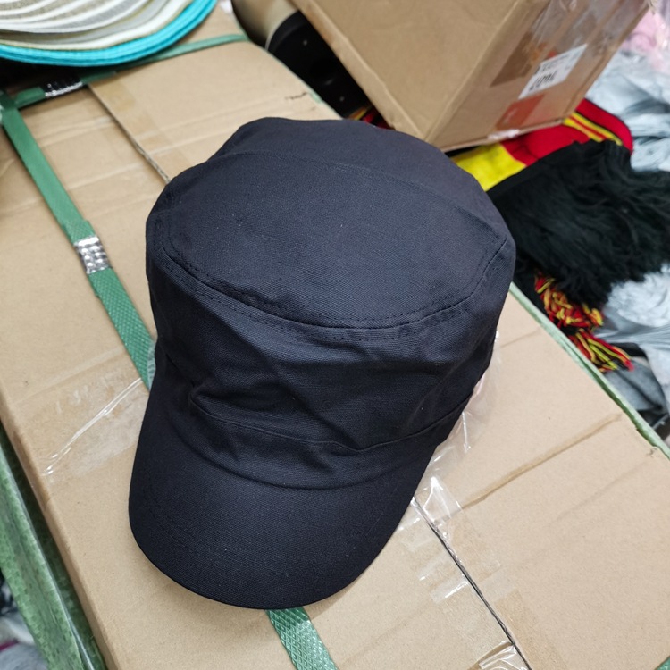 保安帽子男款作训户外工作帽夏季男士新款可调节黑色纯棉平顶男帽