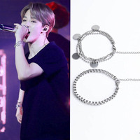 BTS new bulletproof young group Park Ji -hyun, the same bracelet, trendy men's multi -layer bracelet titanium steel anti -allergic girl