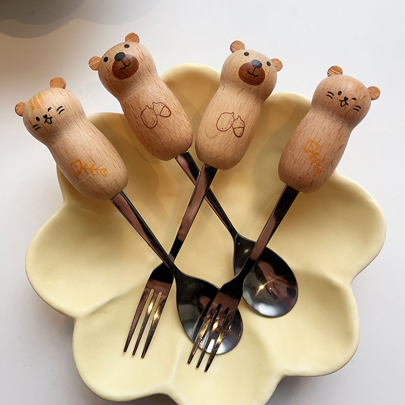 梵特茜叉勺套装小熊猫咪咖啡勺