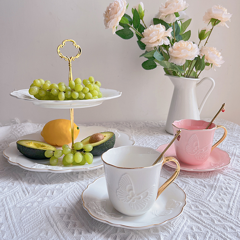 出口欧洲复古浮雕陶瓷下午茶具