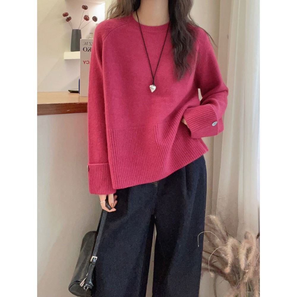 玫红色山羊绒衫女欧货高端加厚