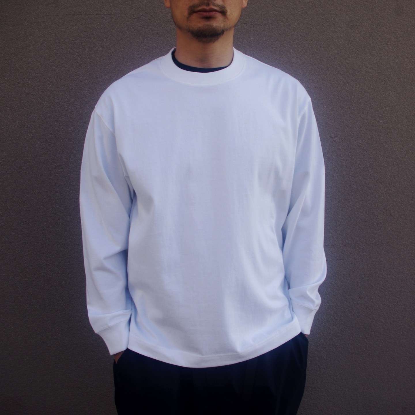 JEVOCCI重磅280g纯棉长袖T恤男女款暗灰色超宽松纯色基础潮流百搭