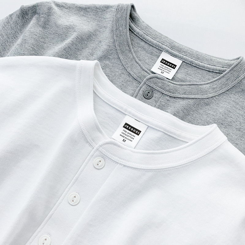 重磅270g纯棉亨利领t短袖美式复古咔叽无缝厚实纯色打底t恤男装夏,男装,T恤,淘宝优惠券,粉丝福利购,淘宝优惠卷