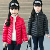 儿童羽绒棉服男童女童棉袄冬季 保暖短款 大童轻薄棉衣外套有帽可坼
