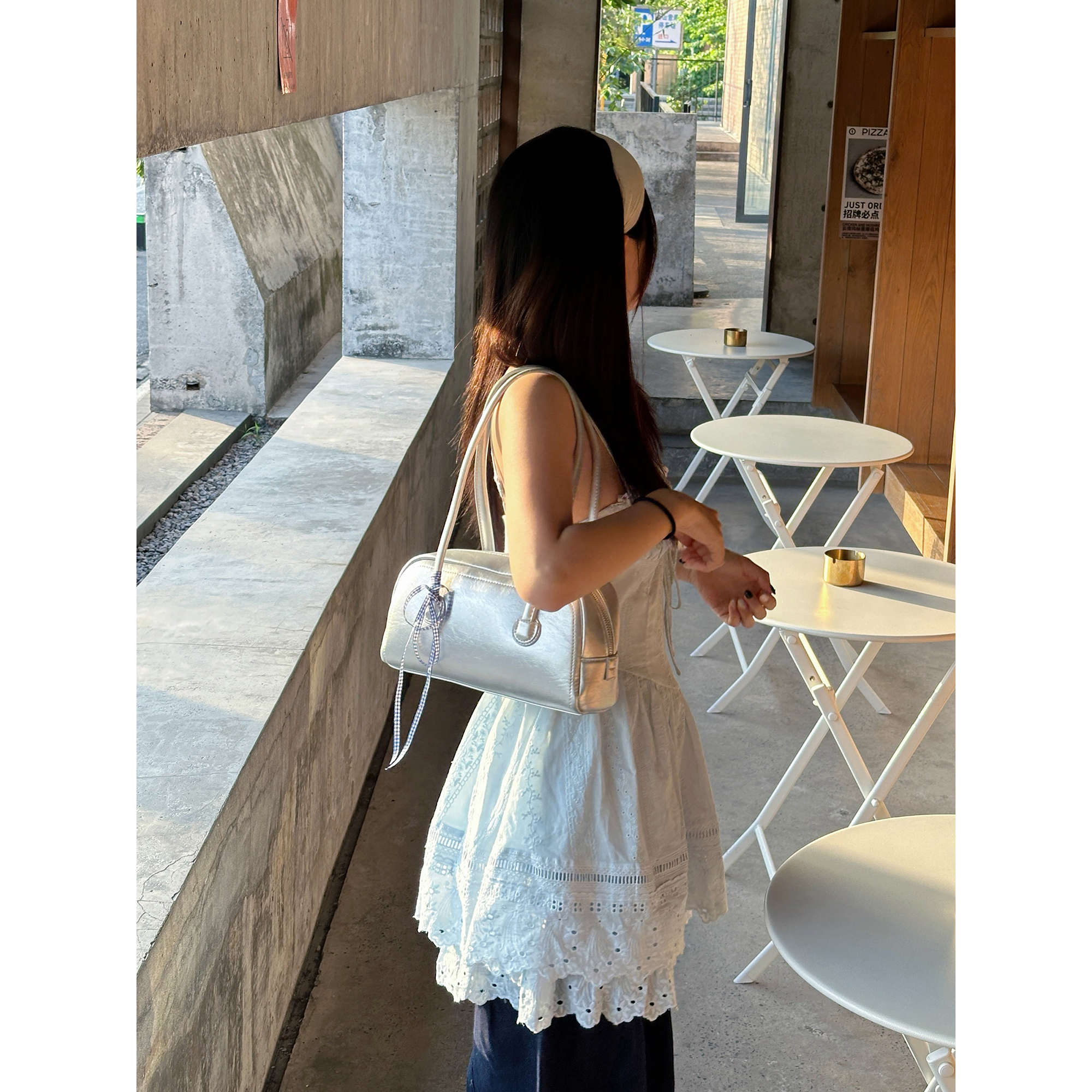 HIJUDY闪闪银色腋下包