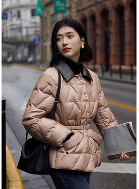 【LR定单】85鹅绒皮领长袖菱格羽绒服女高级感气质时尚保暖外套冬