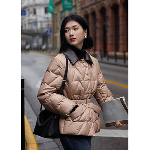 【LR定单】85鹅绒皮领长袖菱格羽绒服女高级感气质时尚保暖外套冬