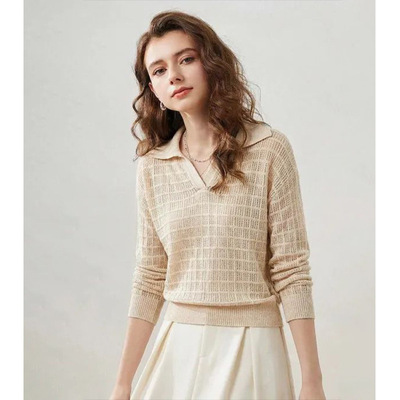 【BC定单】polo领长袖针织衫女超好看新款春季慵懒风时尚洋气上衣