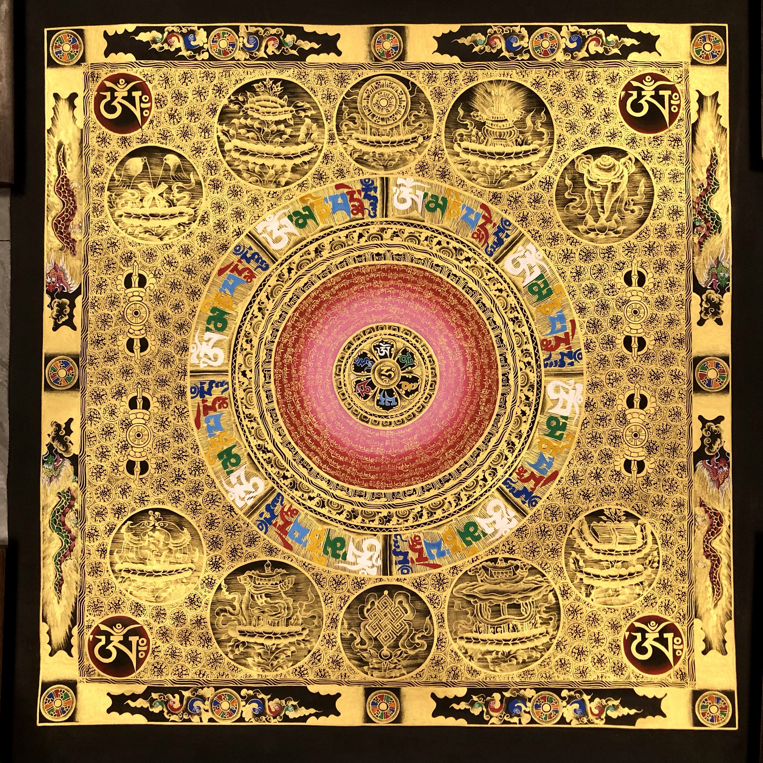 推荐纯手工绘制吉祥八宝坛城唐卡西藏尼泊尔客厅书房玄关装饰挂画