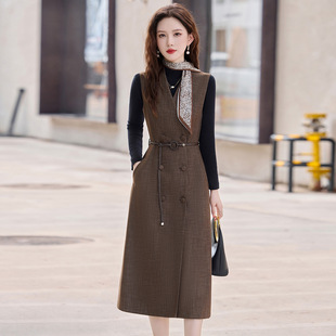 气质背心连衣裙打底衫 新款 两件套 套裙女2025秋季 今年流行特惠时尚