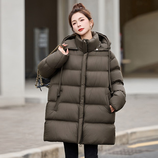 宽松连帽新国标90%白 中长款 今年流行特惠女式 羽绒服2025冬新款
