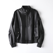 今年流行特惠真皮皮衣HN5226秋冬绵羊皮美式 复古立领落肩双向拉链