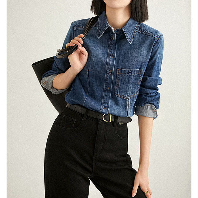 今年流行特惠复古做旧牛仔衬衫 质感纯棉衬衣 2025秋装新款女装,女装/女士精品,衬衫,淘宝优惠券,粉丝福利购,淘宝优惠卷