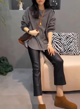 今年流行特惠241263大爱美依缘2025冬季新款时尚加绒蛋白皮九分