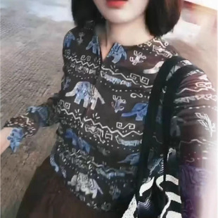 今年流行特惠25852新大爱美依缘2025新款韩系时尚印花长袖T恤炸街