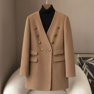 今年流行特惠少量服饰春季新款女式30山羊绒呢子大衣2025经典双排