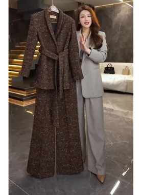 今年流行特惠2402大爱美依缘2025早春新款时尚美拉德复古咖色毛呢