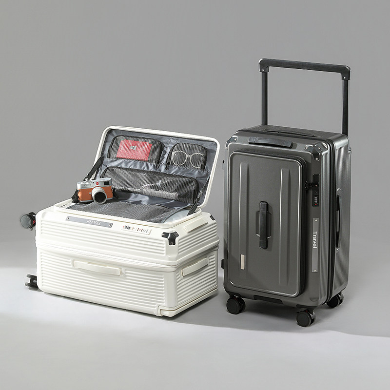 宽拉杆侧开盖行李箱女拉链款可扩展拉杆箱男生24寸旅行箱皮箱26寸