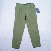 罗马尼亚原产INCOTEX微锥休闲裤 军绿色亚麻棉混纺长裤