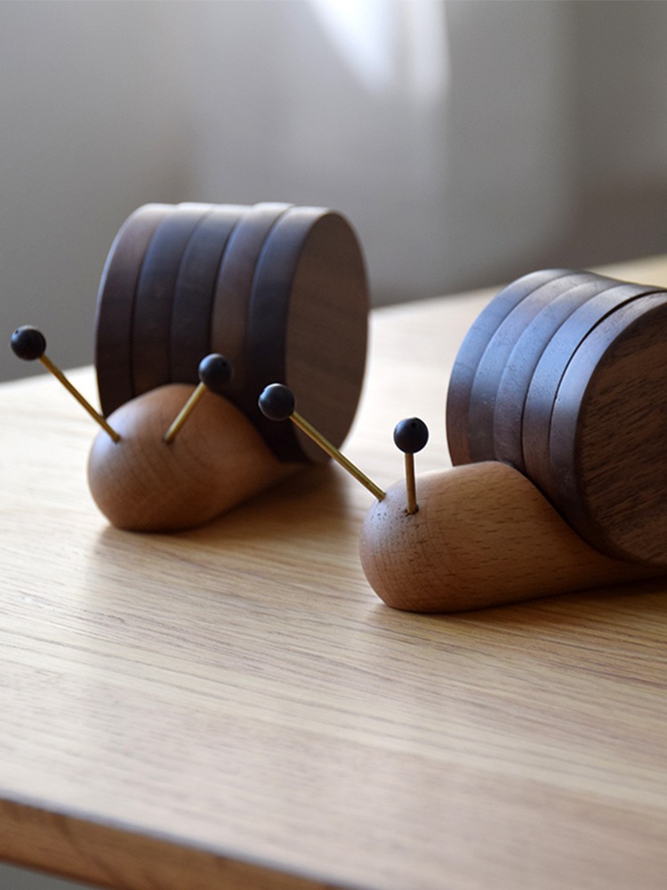 北美黑胡桃木卡通文化创意蜗牛茶桌杯垫茶道实木隔热垫木茶垫礼物