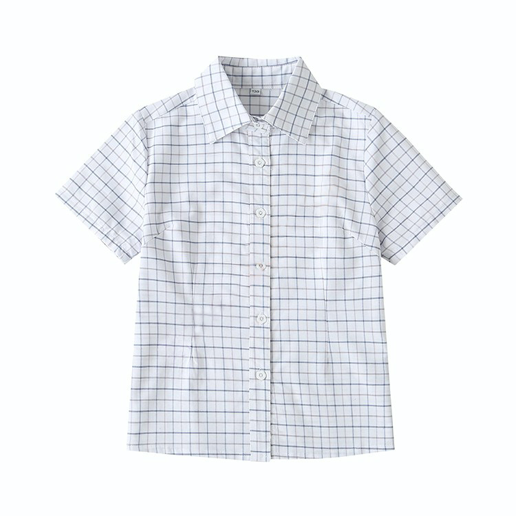 小学生校服学院英伦风园服夏装白色格子衬衫短袖女童上衣薄款班服图片