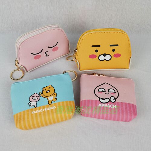 Kakao Friends PU多功能钱包Ryan卡通Peach可爱零钱包卡包手抓包