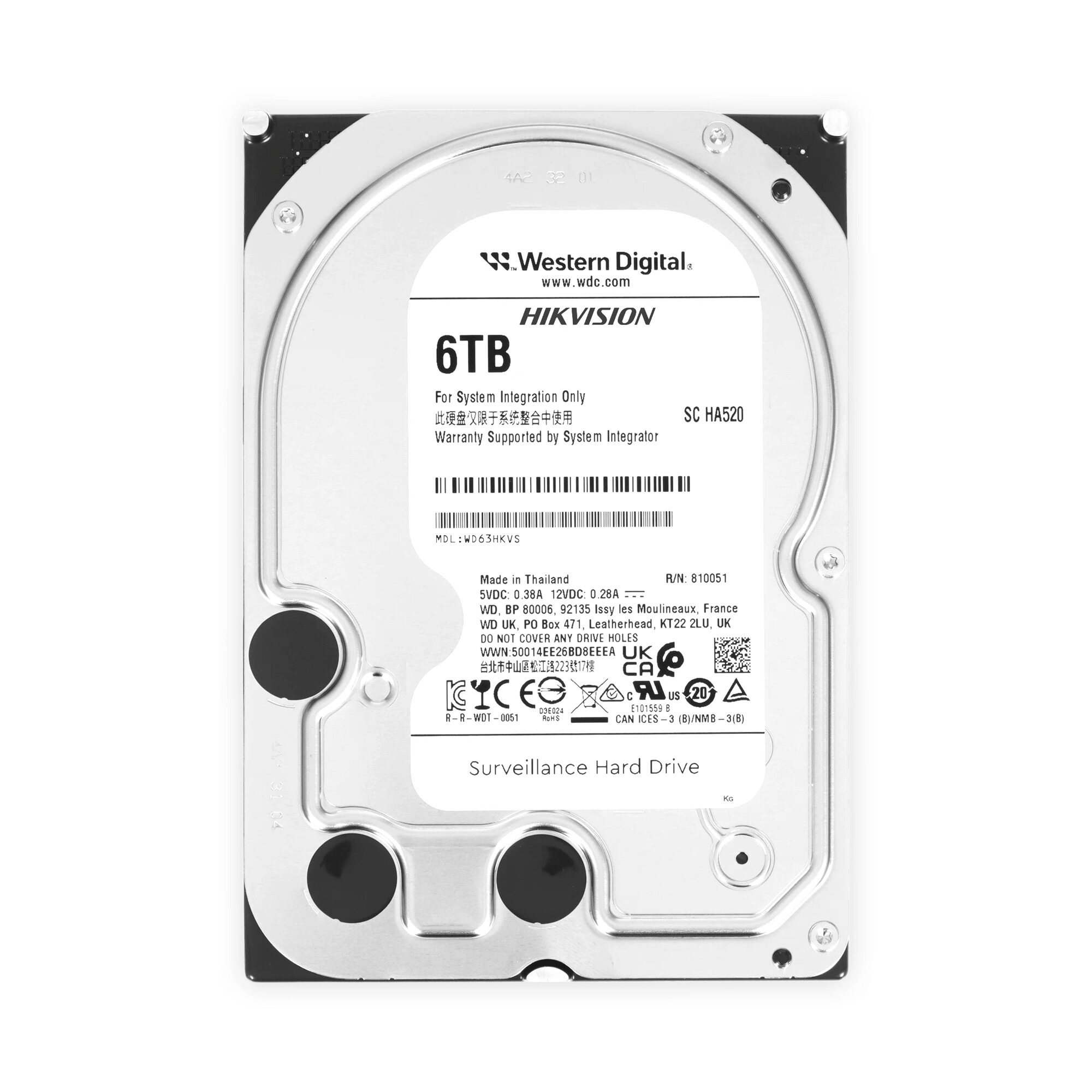 WD/西部数据 WD63HKVS/PURU西数3.5寸6TB台式