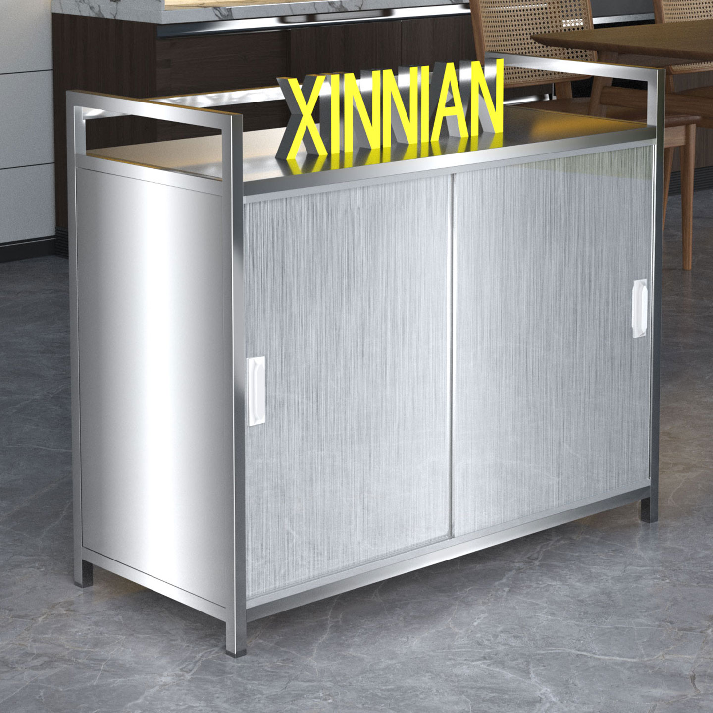 德国不锈钢厨房置物架带柜门