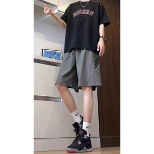 100美式vibe深灰色高级感短袖t恤女oversize慵懒风夏季上衣i