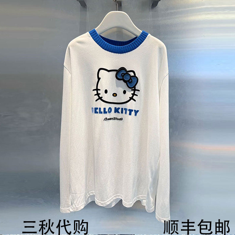 REVANYAYA芮范雅2026春季新款卡通猫咪印花长袖T恤上衣R11001320