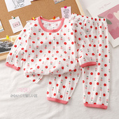 薄款 套装 宝宝纯棉透气空调服睡衣 男女童七分袖 儿童家居服2025夏季