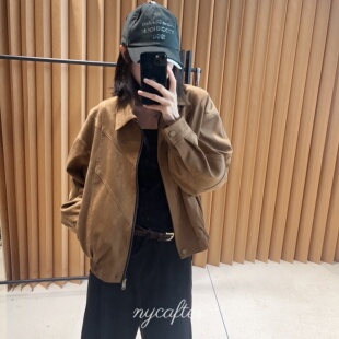 仿麂皮绒面翻领皮外套女ll3322 nycafter 念念