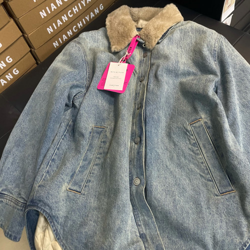 【NYCAFTER】2024MO可拆卸毛领牛仔外套棉服宽松落肩廓形牛仔夹克