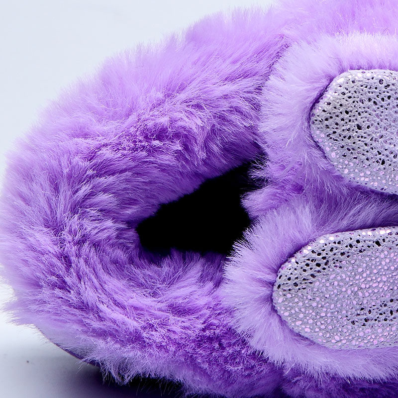 Pantoufles enfants en suède pour hiver - semelle caoutchouc - Ref 1010769 Image 4