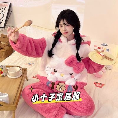 小个子秋冬珊瑚绒加厚睡衣套装
