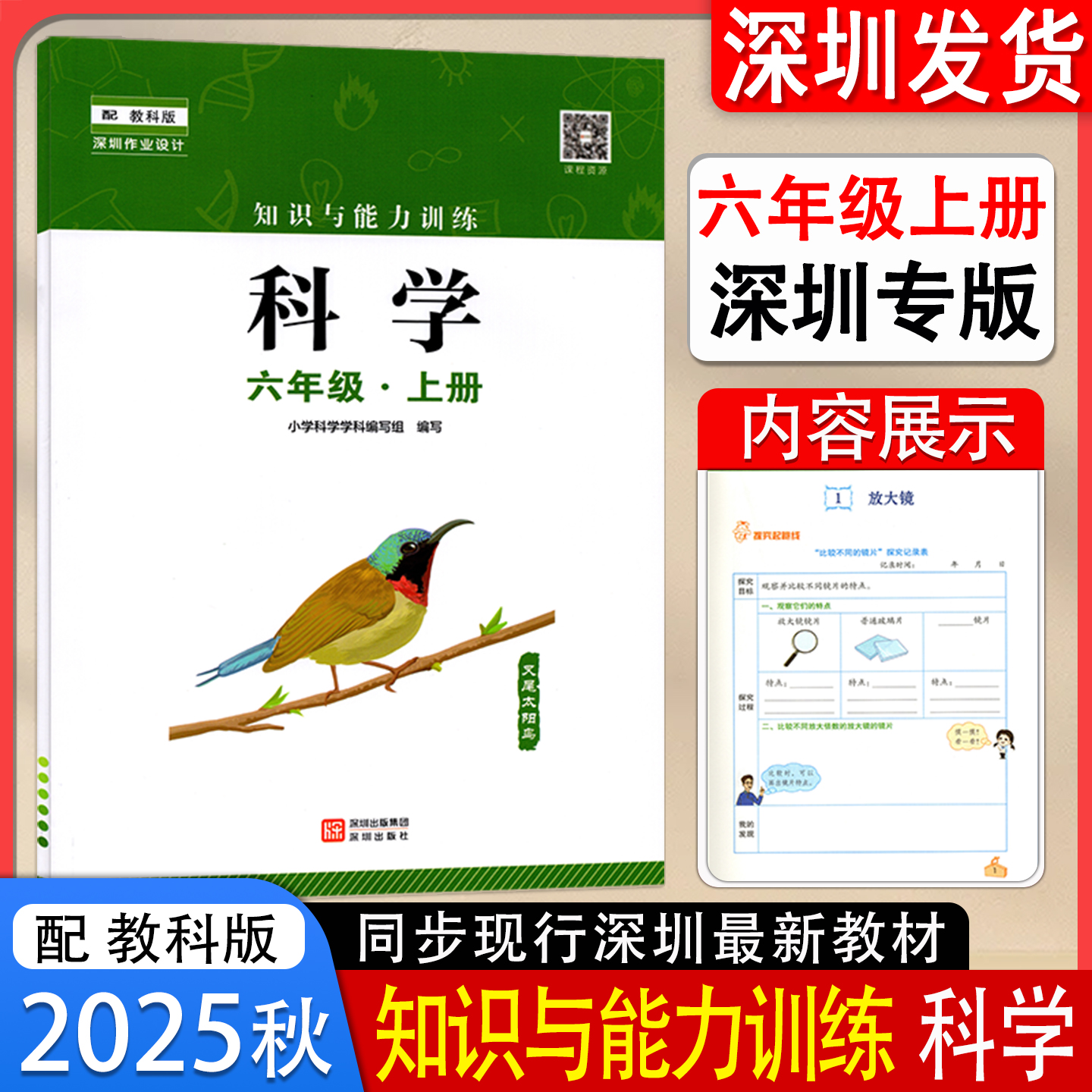 2025秋新版知识与能力训练科学6六年级上册配小学科学教科版教材全新改版小学科学6年级上册课堂练习辅导手册深圳出版社