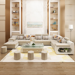 木季 简约现代客厅可拆洗布艺沙发 U型转角 家具 新品 整装 组合套装
