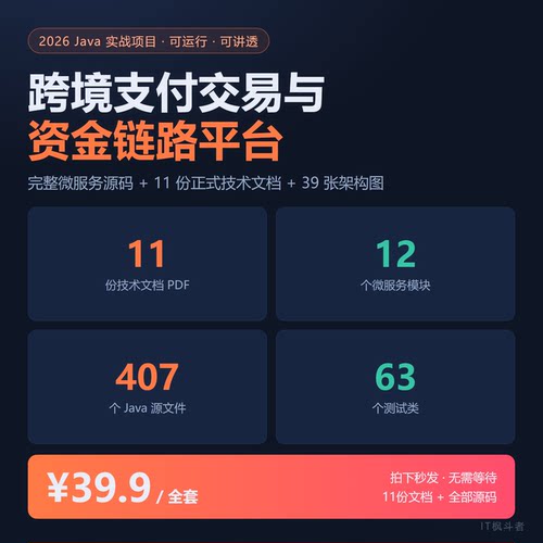 Java跨境支付系统源码 微服务实战 对账清结算 面试简历项目经验