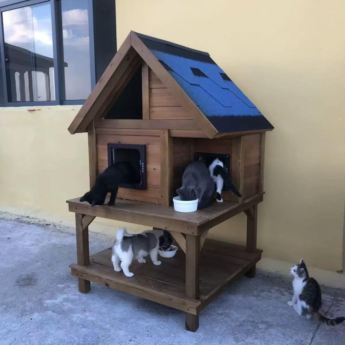 防晒实木保暖猫别墅宠物流浪屋