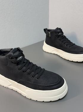 2025春季马丁新款高帮加绒保暖厚底时尚休闲鞋增高工装男款男鞋