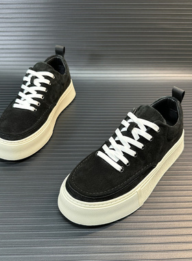 低帮板鞋2024春季新款男鞋透气舒适厚底韩版潮流百搭运动鞋休闲鞋