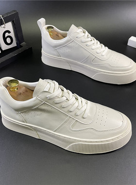 白色板鞋2024春季新品男低帮系带百搭韩版休闲青年精神小伙鞋子