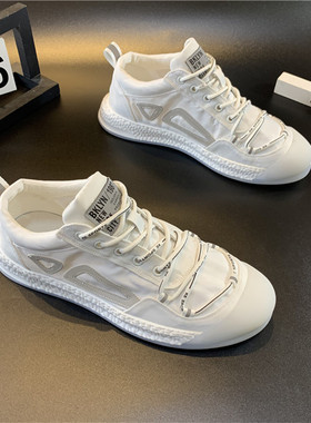 精神小伙男鞋夏季新款低帮系带透气布鞋青年板鞋潮流运动休闲鞋