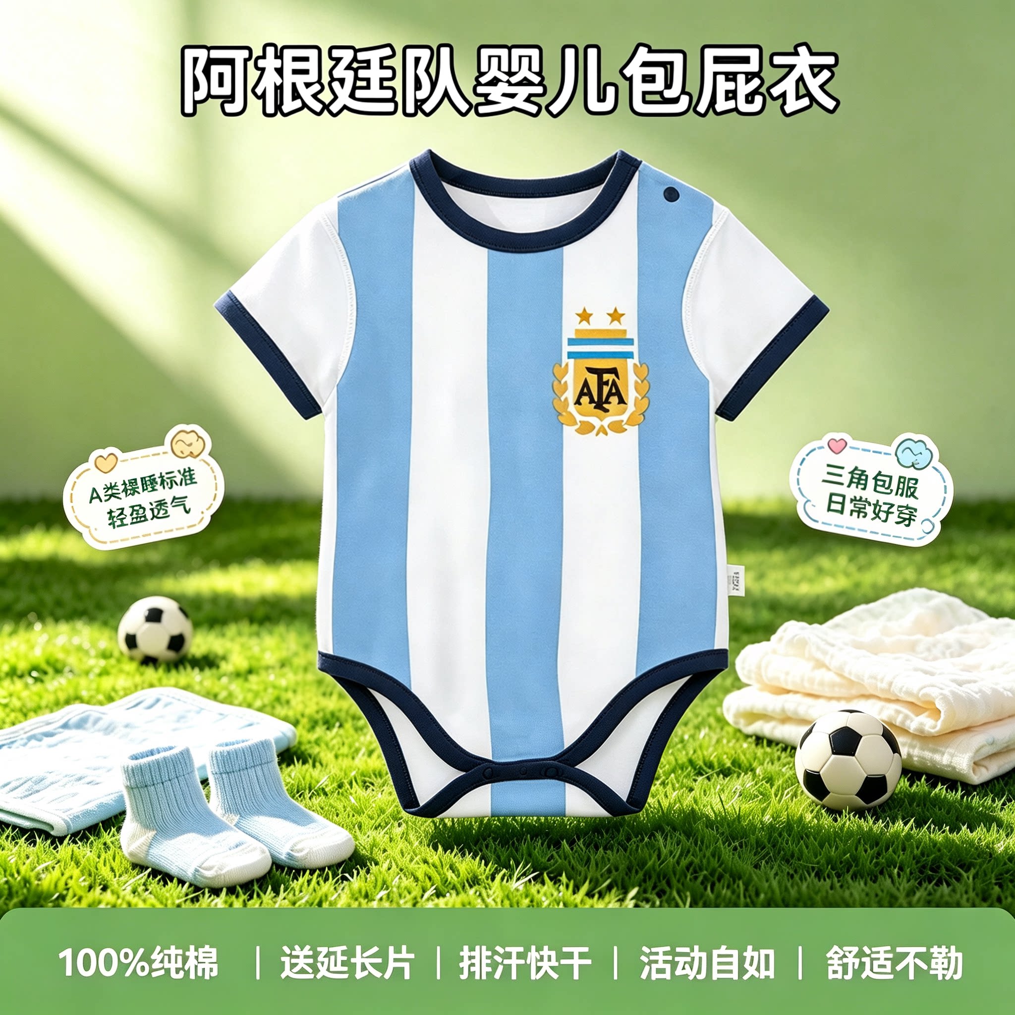 母爱短袖三角爬服纯棉夏季薄款