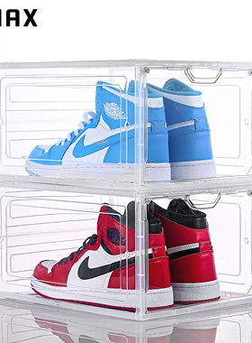 RMAX透明鞋盒AJ亚克力磁吸收纳神器宿舍鞋柜防尘加厚塑料折叠盒子