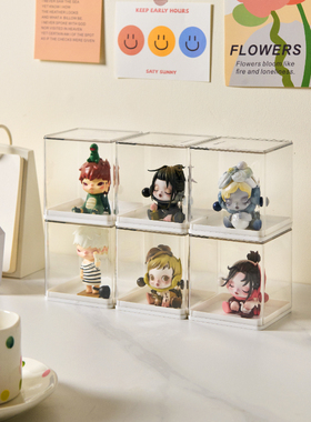 RMAX盲盒收纳展示架透明亚克力泡泡玛特labubu手办盒单个防尘摆柜