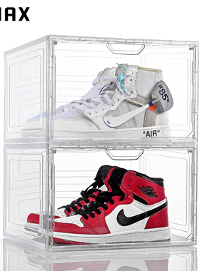 RMAX鞋盒AJ亚克力球鞋透明收纳盒子磁吸侧开展示塑料宿舍神器鞋柜