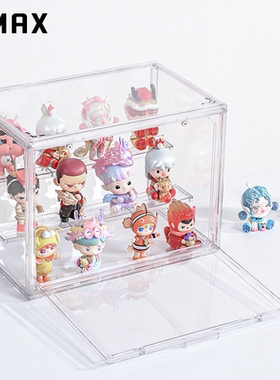 RMAX盲盒收纳展示架子手办亚克力透明摆柜泡泡玛特labubu防尘摆柜