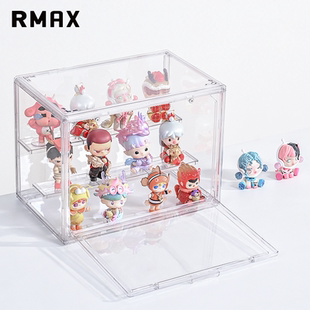 RMAX盲盒收纳展示架子手办亚克力透明摆柜泡泡玛特labubu防尘摆柜